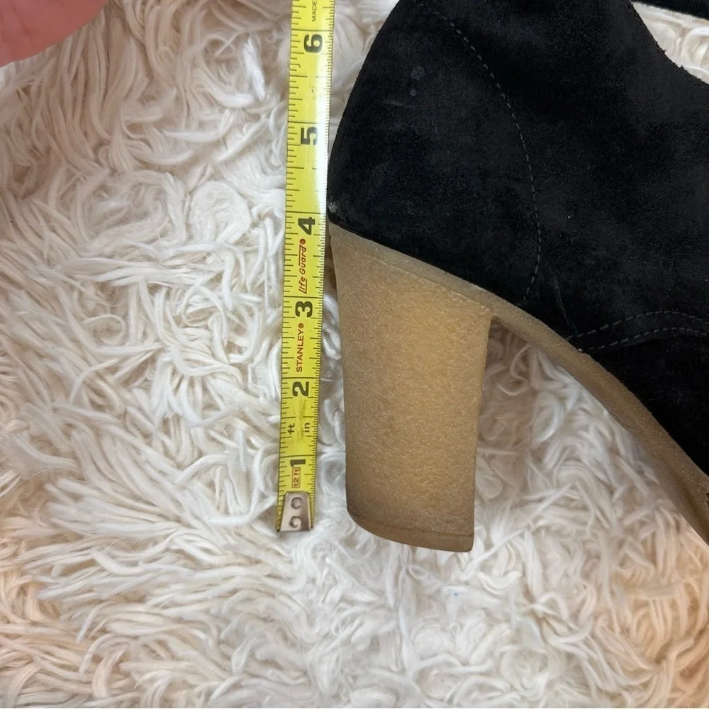 J. Crew MacAlister High Heel Black Suede Ankle Boot Size 9 with ties
